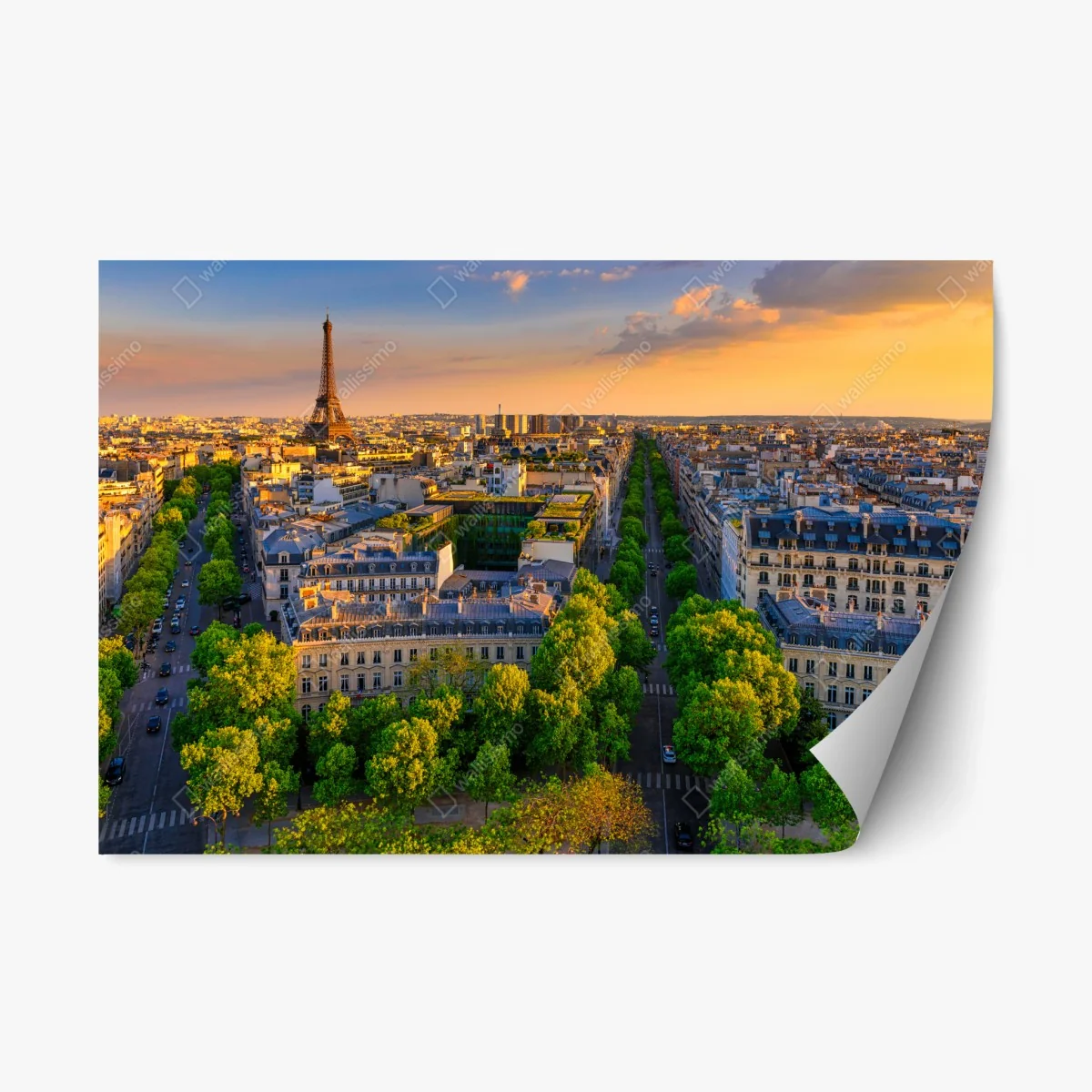 Sticker repositionnable panorama doré de Paris et de la Tour Eiffel au crépuscule – Wallnifity® Sticker repositionnable panorama doré de Paris et de la Tour Eiffel au crépuscule – Wallnifity®