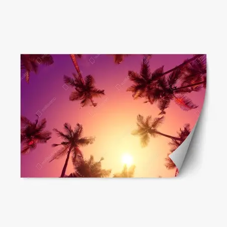Sticker repositionnable paradis tropical au coucher du soleil – Wallnifity®