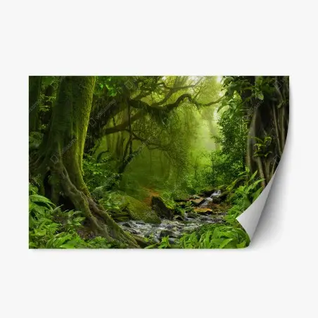 Sticker repositionnable refuge verdoyant en forêt tropicale – Wallnifity®