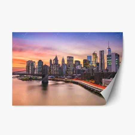 Sticker repositionnable coucher de soleil sur le skyline de New York – Wallnifity®