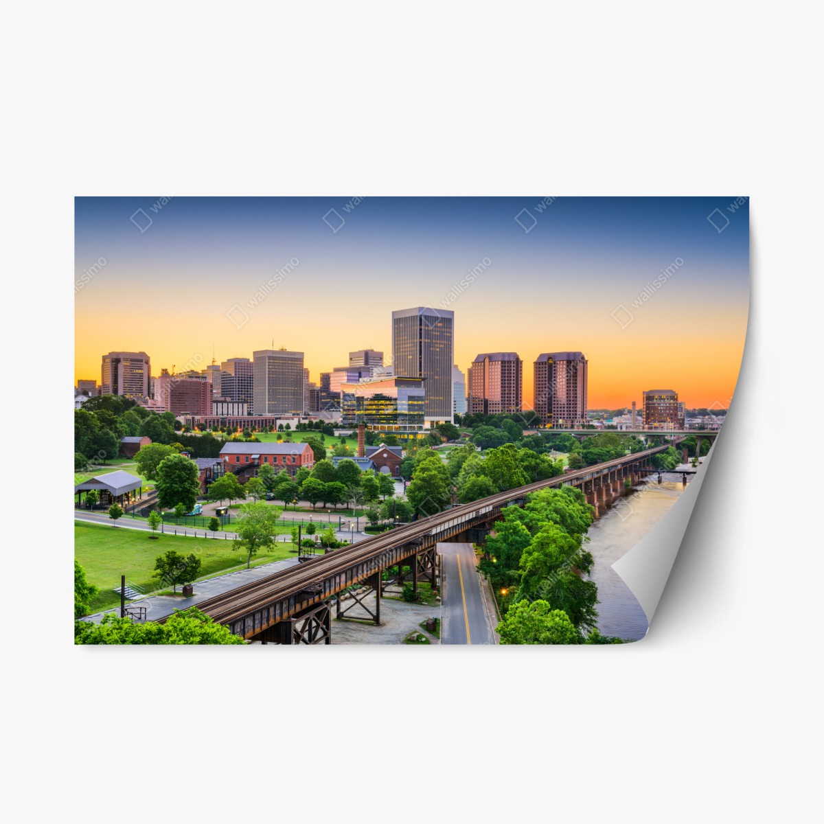 Sticker repositionnable skyline de Richmond au coucher du soleil – Wallnifity®