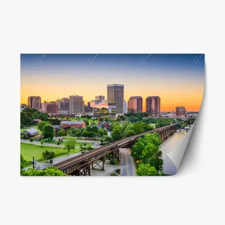 Sticker repositionnable skyline de Richmond au coucher du soleil – Wallnifity®