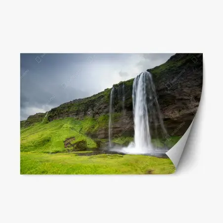 Sticker repositionnable cascade spectaculaire de Seljalandsfoss en Islande – Wallnifity®