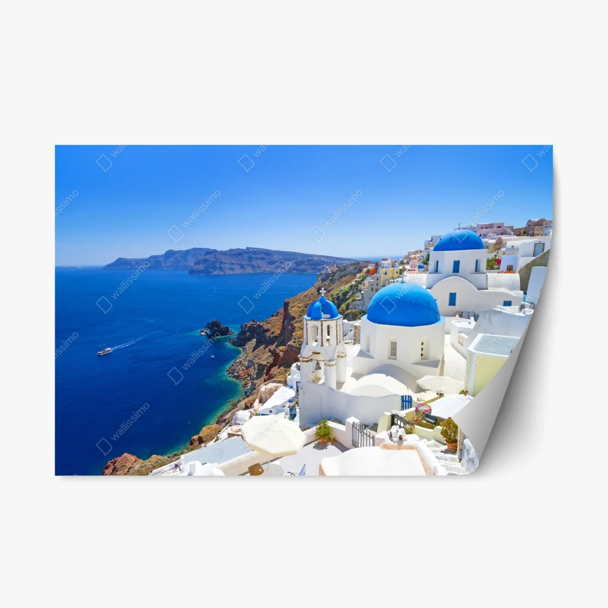 Sticker repositionnable village aux dômes bleus de Santorin – Wallnifity® Sticker repositionnable village aux dômes bleus de Santorin – Wallnifity®
