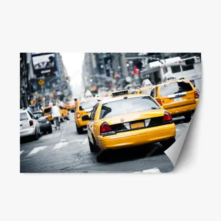 Sticker repositionnable taxis jaunes en mouvement à New York – Wallnifity®