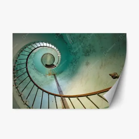 Sticker repositionnable spirale turquoise: escalier vintage en perspective – Wallnifity®