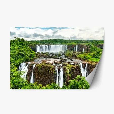 Sticker repositionnable cascade majestueuse dans la forêt tropicale – Wallnifity®
