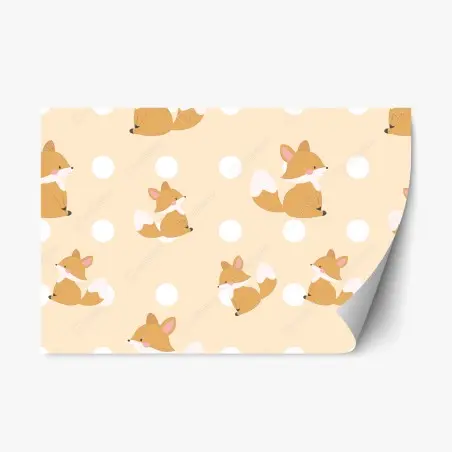 Sticker repositionnable renards mignons et pois pastel – Wallnifity®