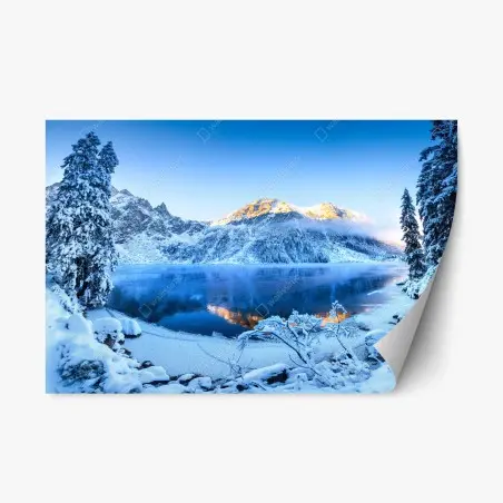 Sticker repositionnable aurore dorée sur lac gelé – Wallnifity®