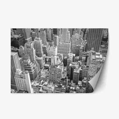 Sticker repositionnable panorama urbain de New York en noir et blanc – Wallnifity®