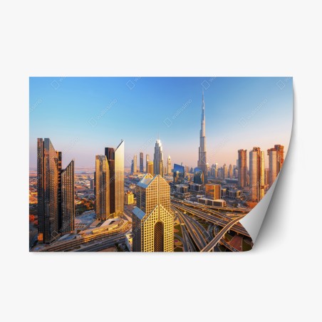 Sticker repositionnable vue panoramique de Dubaï avec le Burj Khalifa – Wallnifity®