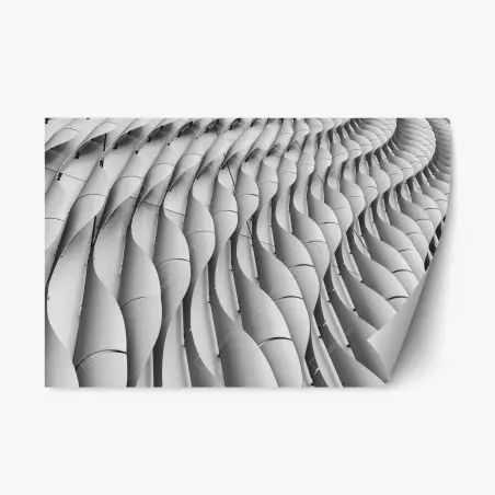 Sticker repositionnable motif architectural ondulant en noir et blanc – Wallnifity®