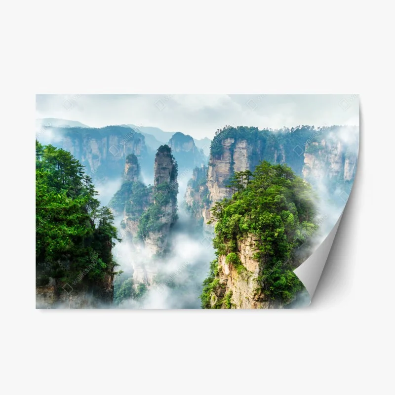 Sticker repositionnable paysage de colonnes rocheuses embrumées – Wallnifity® Sticker repositionnable paysage de colonnes rocheuses embrumées – Wallnifity®