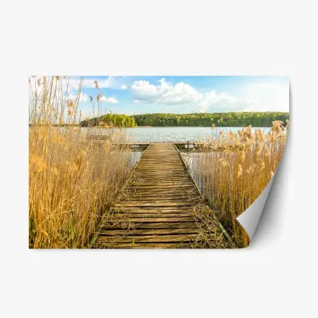 Sticker repositionnable jetée en bois au bord du lac – Wallnifity®