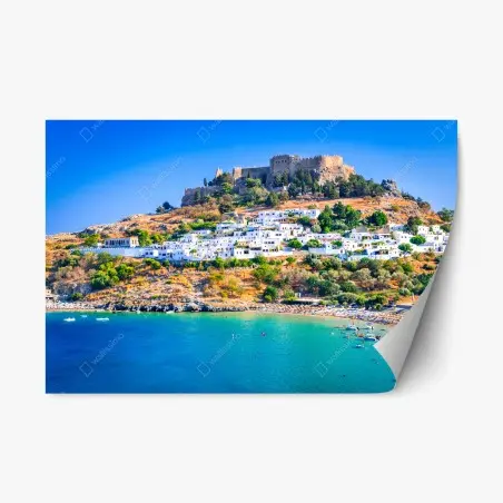 Sticker repositionnable côte ensoleillée de Lindos – Wallnifity®