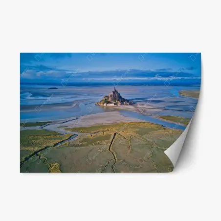 Sticker repositionnable vue aérienne de Mont Saint-Michel et de sa baie – Wallnifity®