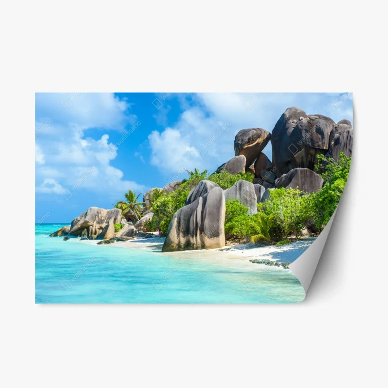 Sticker repositionnable côte paradisiaque de La Digue, Seychelles – Wallnifity® Sticker repositionnable côte paradisiaque de La Digue, Seychelles – Wallnifity®