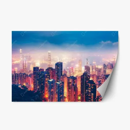 Sticker repositionnable vue nocturne de Hong Kong depuis Victoria Peak – Wallnifity®