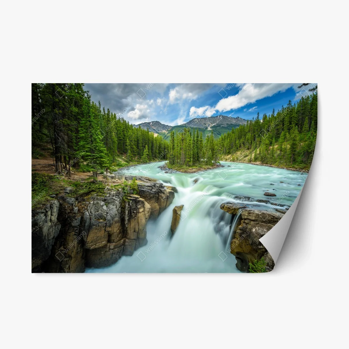 Sticker repositionnable cascade Sunwapta au cœur de Jasper – Wallnifity® Sticker repositionnable cascade Sunwapta au cœur de Jasper – Wallnifity®