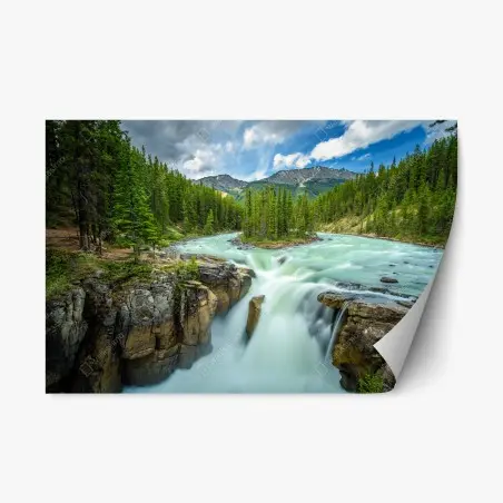 Sticker repositionnable cascade Sunwapta au cœur de Jasper – Wallnifity®