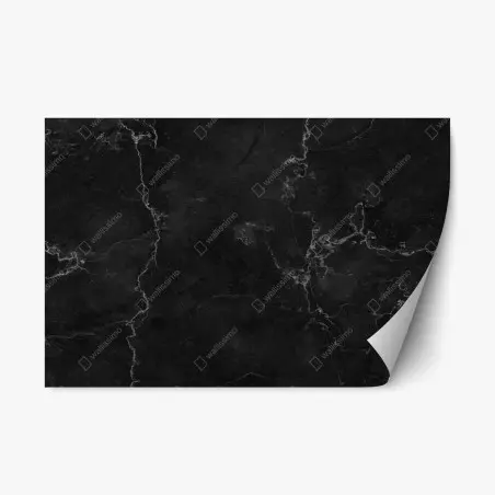 Sticker repositionnable marbre noir contemporain à veines blanches – Wallnifity®