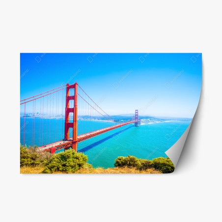Sticker repositionnable vue panoramique du Golden Gate sur l'océan – Wallnifity®