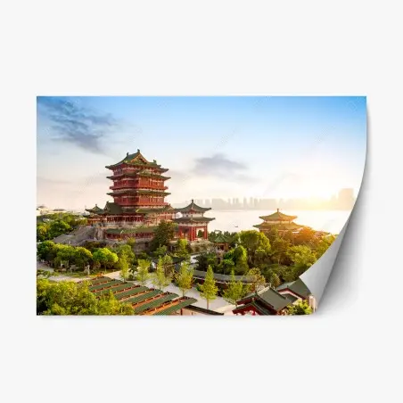 Sticker repositionnable paysage historique du pavillon de Tengwang – Wallnifity®