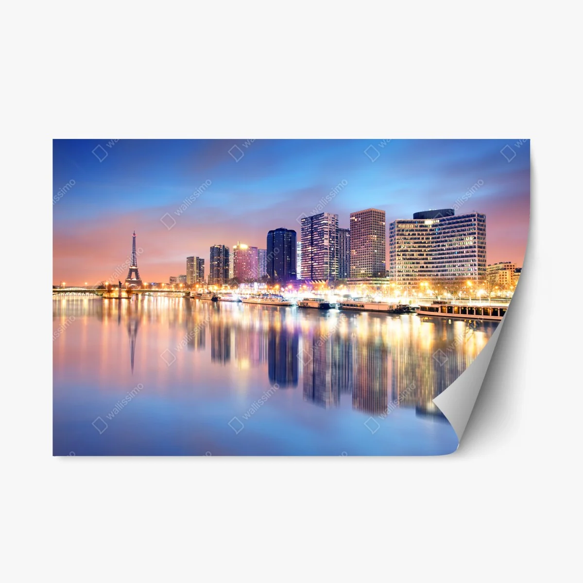 Sticker repositionnable panorama nocturne de la Tour Eiffel et silhouette urbaine de Paris – Wallnifity® Sticker repositionnable panorama nocturne de la Tour Eiffel et silhouette urbaine de Paris – Wallnifity®