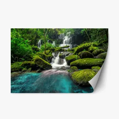 Sticker repositionnable cascade émeraude de Phu Tub Berk – Wallnifity®