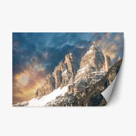 Sticker repositionnable panorama alpin des Dolomites au coucher de soleil – Wallnifity®