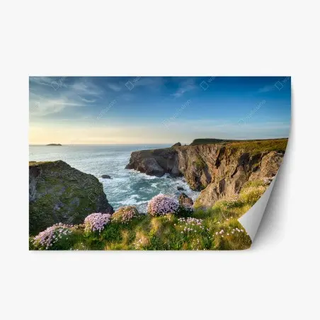 Sticker repositionnable falaises fleuries au bord de l'océan – Wallnifity®