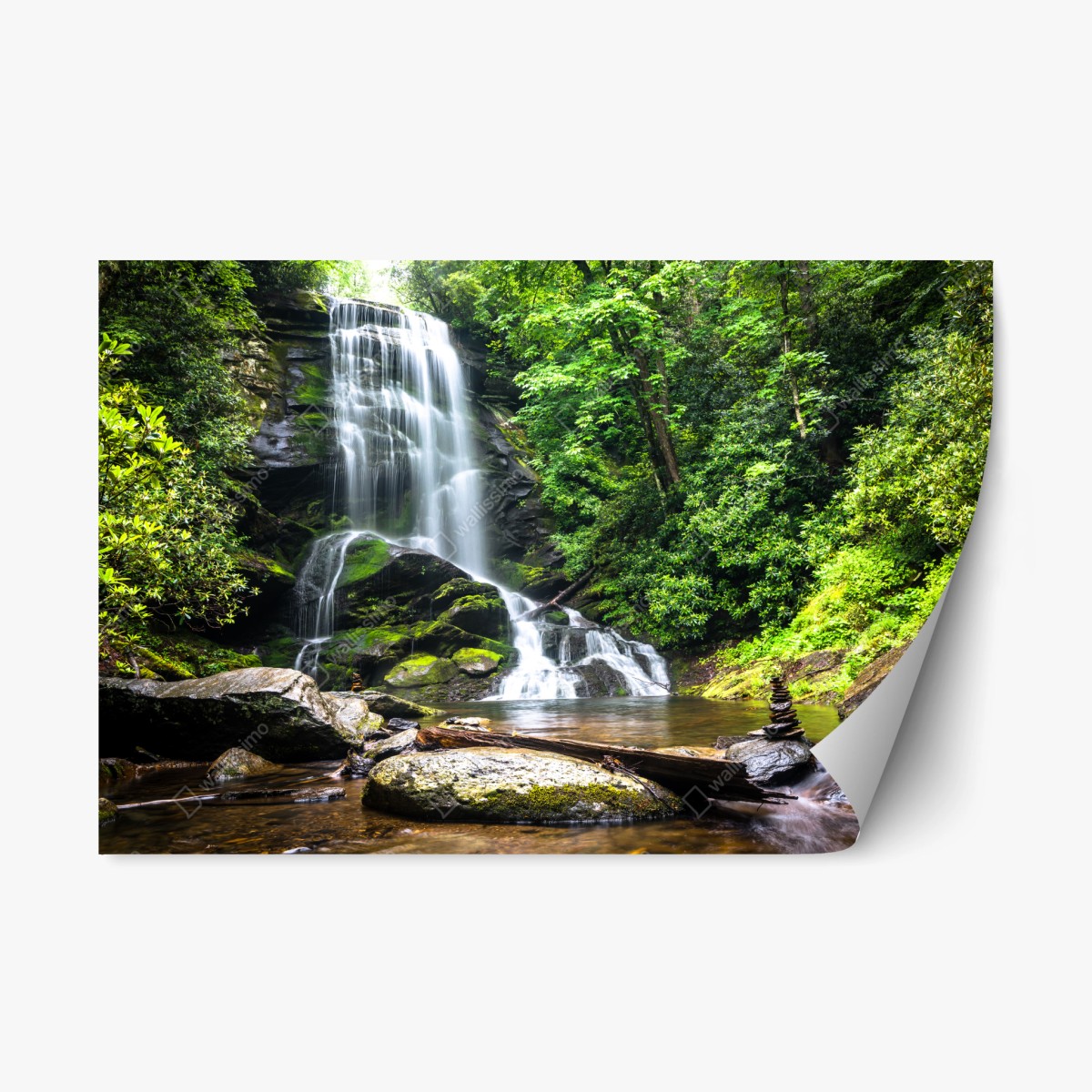 Sticker repositionnable cascade paisible au cœur de la forêt – Wallnifity®