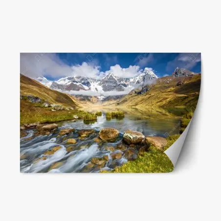 Sticker repositionnable reflets des sommets dans le lac alpin – Wallnifity®