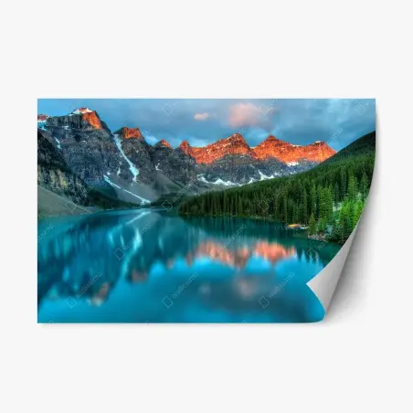 Sticker repositionnable aube dorée sur le lac Moraine, parc national de Banff – Wallnifity®