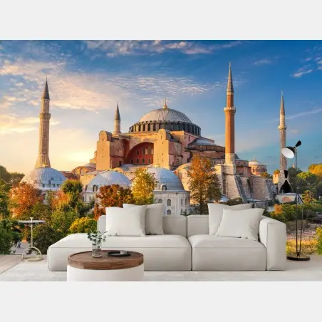 Papier peint lever de soleil sur Sainte-Sophie à Istanbul – Wallnifity®