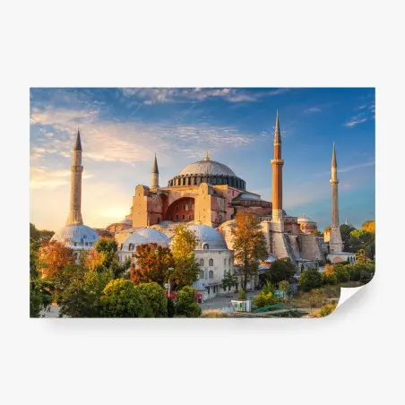 Papier peint lever de soleil sur Sainte-Sophie à Istanbul – Wallnifity®