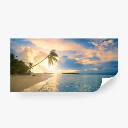 Papier peint coucher de soleil tropical aux Maldives – Wallnifity®