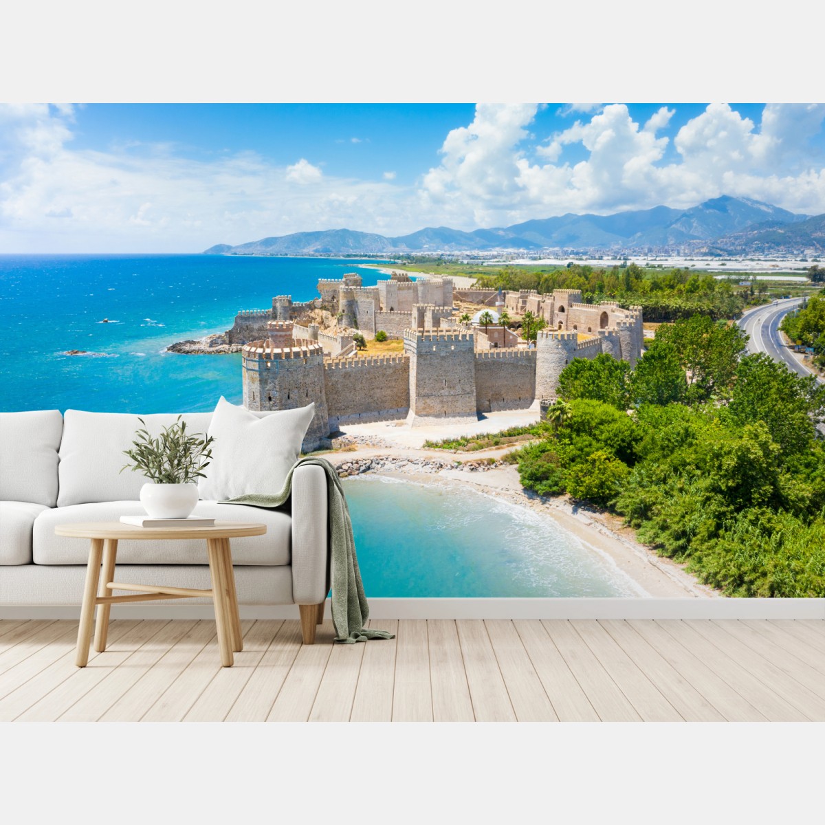 Papier peint forteresse côtière au bord de la mer – Wallnifity®