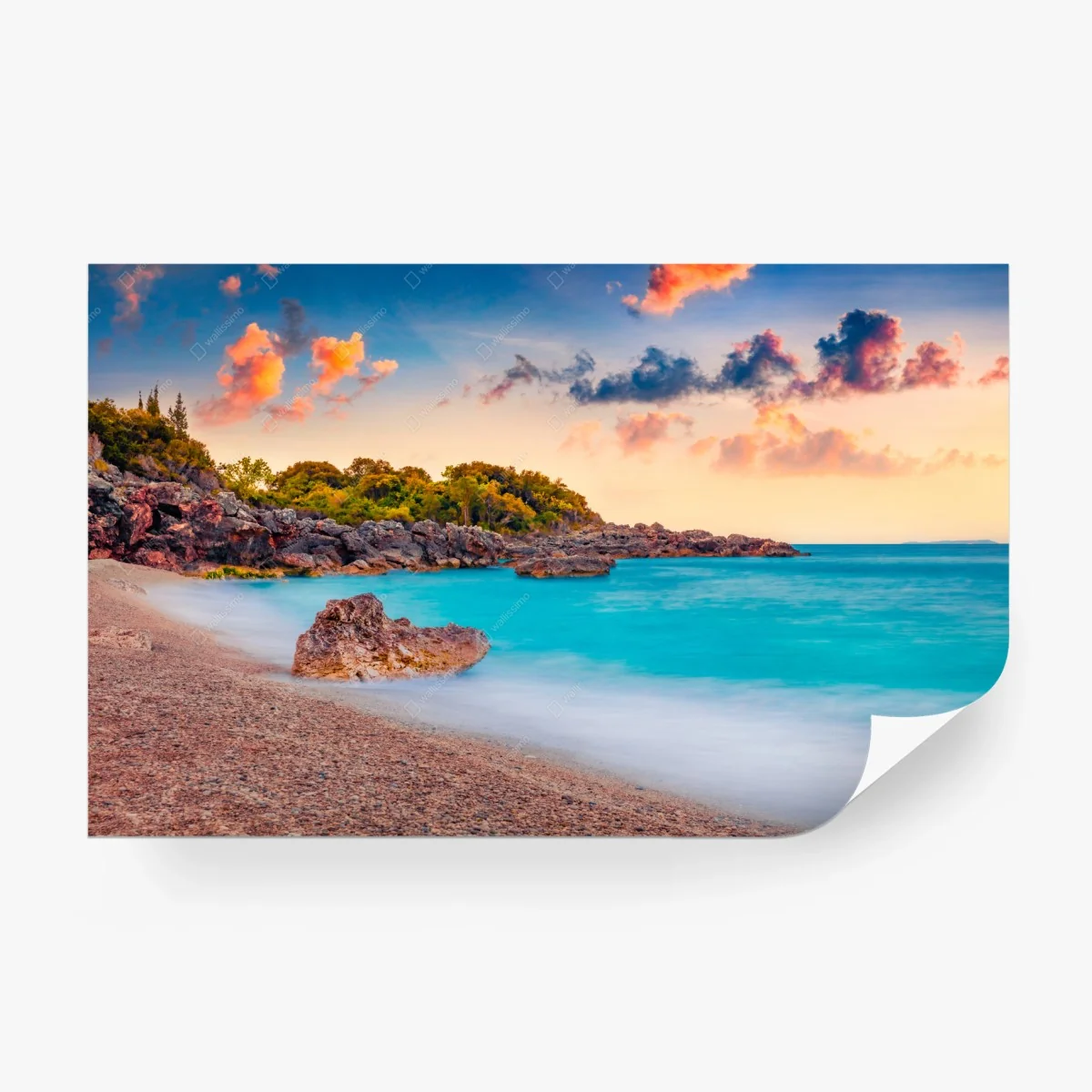 Papier peint lever de soleil à Himare, Albanie sur la mer Adriatique – Wallnifity® Papier peint lever de soleil à Himare, Albanie sur la mer Adriatique – Wallnifity®