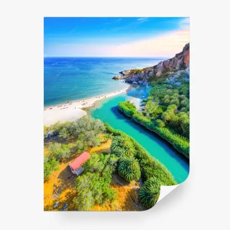 Papier peint paysage côtier paradisiaque aux eaux turquoise – Wallnifity®