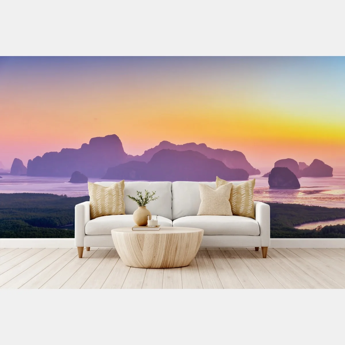 Papier peint lever de soleil au belvédère Samet Nangshe, baie de Phang Nga – Wallnifity® Papier peint lever de soleil au belvédère Samet Nangshe, baie de Phang Nga – Wallnifity®
