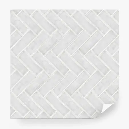 Papier peint motif chevrons de carrelage blanc texturé – Wallnifity®