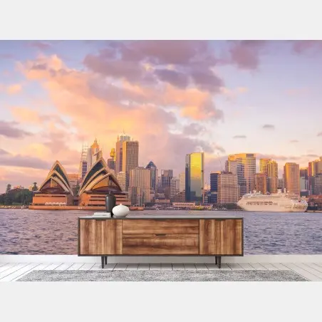 Papier peint coucher de soleil sur Sydney et l'opéra – Wallnifity®