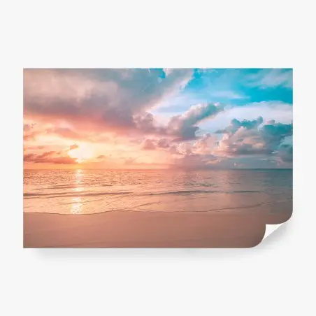 Papier peint ciel pastel au coucher de soleil sur la plage – Wallnifity®