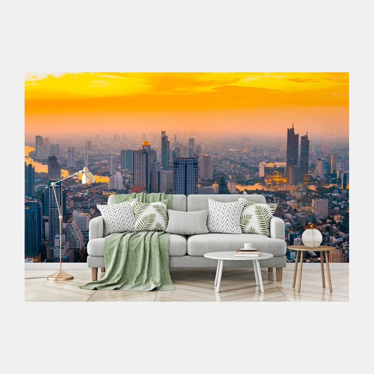 Papier peint panorama urbain au coucher de soleil – Wallnifity® Papier peint panorama urbain au coucher de soleil – Wallnifity®