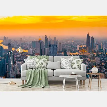 Papier peint panorama urbain au coucher de soleil – Wallnifity®