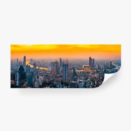 Papier peint panorama urbain au coucher de soleil – Wallnifity®