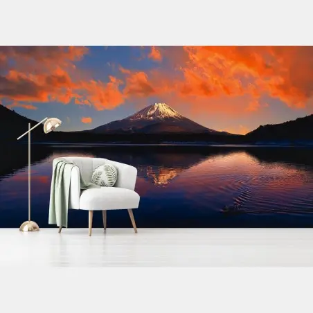 Papier peint coucher de soleil sur le Mont Fuji – Wallnifity®