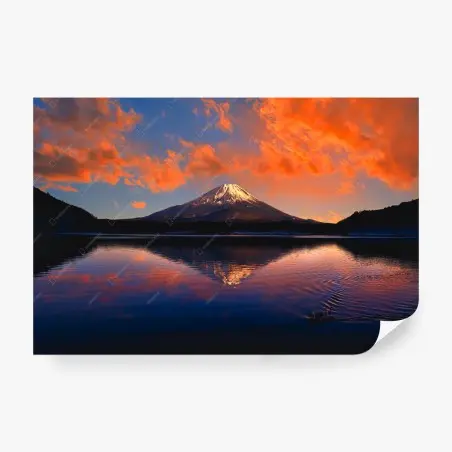 Papier peint coucher de soleil sur le Mont Fuji – Wallnifity®