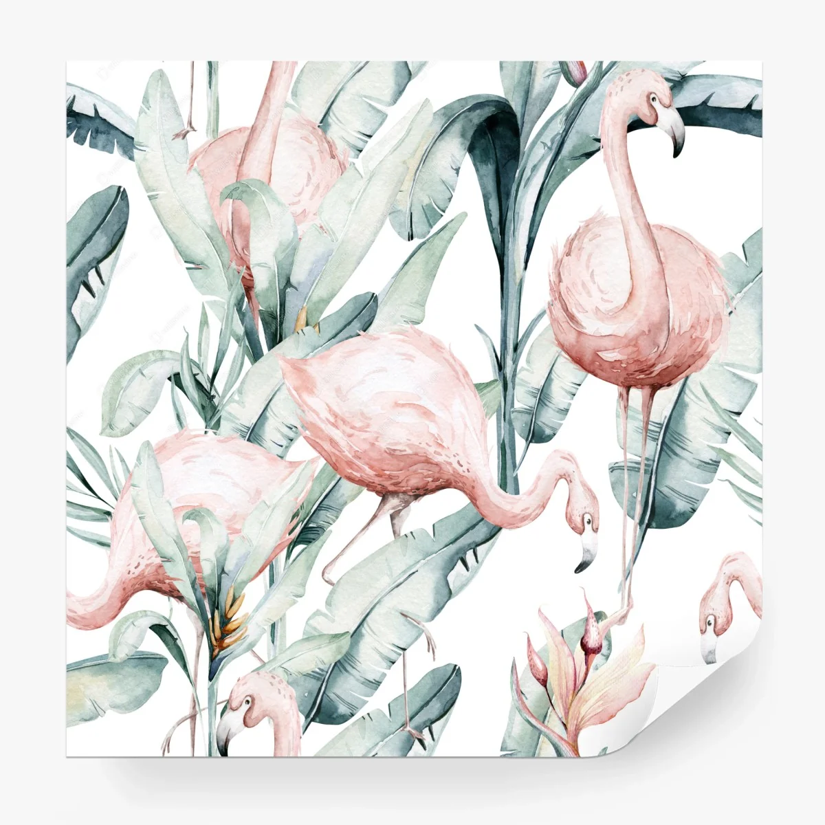 Papier peint esprit tropical doux avec flamants roses aquarelle – Wallnifity® Papier peint esprit tropical doux avec flamants roses aquarelle – Wallnifity®
